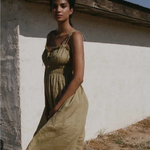 Doen Rhoda Midi Dress in Verbana Olive Size Large - Picture 5 of 8